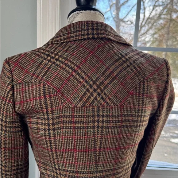 Anne Klein vintage 70’s wool plaid brown equestrian style blazer Small - Picture 5 of 11
